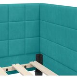 vidaXL Kutni okvir kreveta s uzglavljem Tirkizna 100 x 200 cm Baršun | shoptok.hr