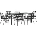 vidaXL Vrtni blagovaonski set od 7 dijelova crni poliratan staklo - Crna 200 x 100 x 74 cm 6 | shoptok.hr