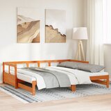 vidaXL Izvlečna dnevna postelja z vzmetnico rjava 90x200 cm borovina Cene