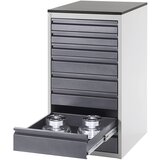 RAU Predalnik s teleskopskimi vodili, višina 820 mm, predali 2 x 90, 3 x 120, 1 x 180 mm, svetlo siva / encijan modra, širina 580 mm | Shoptok.si