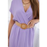 Kesi Włoski Long dress with a decorative belt light purple | Shoptok.si