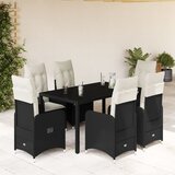 vidaXL 7-dijelni vrtni bistro set od poliratana s jastucima crni | shoptok.hr