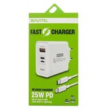 BAVIN Bavitel punjač 25W Usb A+ Type C + Lightning port + kabl Type C/Lightning bela ( 92017 ) Cene