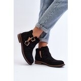Boto Women's Flat Heel Ankle Boots with Straps Black Melviana | Shoptok.si