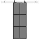  Klizna vrata s priborom crna 76 x 205 cm kaljeno staklo | shoptok.hr