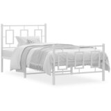 Furnova Kovinski posteljni okvir z vzglavjem in vznožjem bel 90x190 cm, (21940689) | Shoptok.si