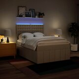  Krevet s oprugama i madracem krem 140x200 cm od tkanine | shoptok.hr
