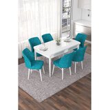 Hanah home Set Trpezarijski sto i 6 stolica Nef, tirkizna i bijela | Eponuda.ba