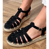  Black faux suede gladiator espadrille sandals Talejda | ePonuda.com