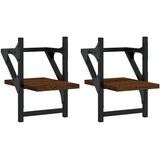  Zidne police s prečkama 2 kom smeđa boja hrasta 20x25x30 cm | shoptok.hr
