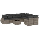  10-dijelni set vrtnih sofa od poliratana s jastucima sivi | shoptok.hr