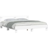  The Living Store Posteljni okvir z vzglavjem bel 200x200 cm inženirski les - Posteljni Okvir, (21455277) | Shoptok.si