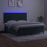  Box spring s madracem LED tamnozeleni 160x200 cm baršun | shoptok.hr