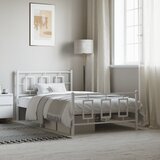  Metalni okvir kreveta uzglavlje i podnožje bijeli 107x203 cm | shoptok.hr