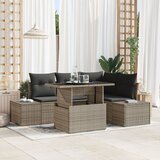 vidaXL Set zofe za vrt Set 5 Siva Ratan, Poliester Set zofe za vrt Cene