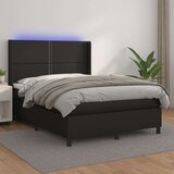  Box spring s madracem LED crni 140x200cm od umjetne kože Cijene
