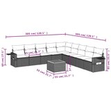  10-dijelni set vrtnih sofa s jastucima crni od poliratana | shoptok.hr