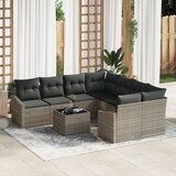 vidaXL 9-delni vrtni sofa set z blazinami svetlo sivi poli ratan Cene