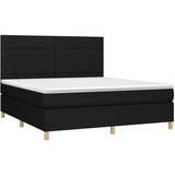  Box spring postelja z vzmetnico LED črna 160x200 cm blago, (20789693) | Shoptok.si