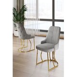 Hanah home set trpezarijskih stolica Puva 2 kom, siva tkanina Babyface, zlatne metalne noge | Eponuda.com