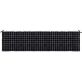  Jastuk za vrtnu klupu crni karirani 200x50x4 cm od tkanine | shoptok.hr