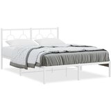  The Living Store Kovinski posteljni okvir z vzglavjem bel 135x190 cm - Posteljni Okvir, (21445779) | Shoptok.si