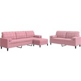vidaXL 3-dijelni set sofa s jastucima ružičasti baršunasti | shoptok.hr