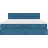  Otomanski posteljni okvir z vzmetnicami moder 200x200cm žamet | Shoptok.si