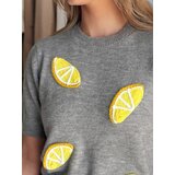 DStreet Sweter damskie oversize z cytrynami CYTRYNKA szary | shoptok.hr