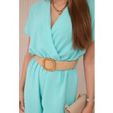Kesi Włoski Overalls with a decorative belt at the waist light mint | Shoptok.si