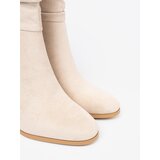 Shelvt Light beige ankle boots with a ruffled upper and heel | Shoptok.si