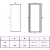  Unutarnja vrata 76 x 201,5 cm bijela od mat stakla i aluminija | shoptok.hr
