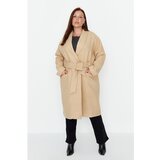 Trendyol Curve Camel Belted Stamp Woven Coat | shoptok.hr