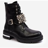 Kesi Women's insulated ankle boots decorated with black Lennen cene