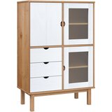 vidaXL Visoka komoda OTTA rjava in bela 85x43x125 cm trdna borovina, (20654849) Cene