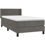 Box spring postelja z vzmetnico temno siva 80x200 cm žamet, (20723939) | Shoptok.si