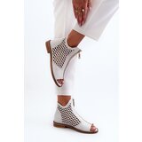 Zazoo White Leather Laced Sandals with Zip 977/L | Shoptok.si