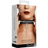 Ouch! Diamond Studded Collar with Leash Black Cene