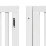 vidaXL Ograda za pse z vrati zložljiva 6 panelov bela 480 cm les | Shoptok.si