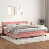 The Living Store Box spring postelja z vzmetnico roza 200x200 cm žamet - Box Spring Postelja, (21490047) Cene