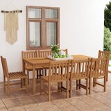 The Living Store Vrtna jedilna garnitura 9-delna trdna tikovina - Komplet Vrtnega Jedilnega Pohištva, (21426144) | Shoptok.si
