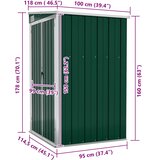  Zidno vrtno spremište zeleno 118 x 100 x 178 cm pocinčani čelik | shoptok.hr