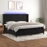 Krevet box spring s madracem LED crni 200x200 cm baršun | Eponuda.ba