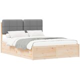 vidaXL Posteljni okvir z oblazinjenim vzglavjem Svetlo siva, (5000103676) | Shoptok.si