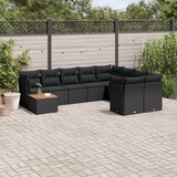  10-dijelni set vrtnih sofa s jastucima crni od poliratana | shoptok.hr