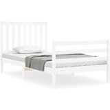  The Living Store Posteljni okvir z vzglavjem bel 100x200 cm trden les - Posteljni Okvir, (21501548) | Shoptok.si