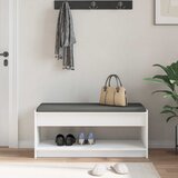  Klupa za hodnik s jastukom s policom Bijeli 103 x 38 x 45 cm | shoptok.hr