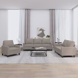  3-dijelni set sofa s jastucima smeđesivi od tkanine | shoptok.hr