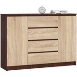 AKORD Komoda, 2 Vrata In 4 Predali, Wenge/Hrast Sonoma, (5000332362) | Shoptok.si