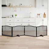  Vrata za pse s vratima, sklopiva, 4 panela, crna, 320 cm, drvo topole | shoptok.hr